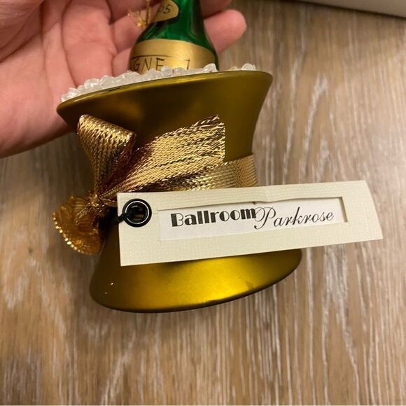 Christmas Vintage blown Glass holiday ornament champagne bucket bottle 2005 5” - Picture 7 of 12